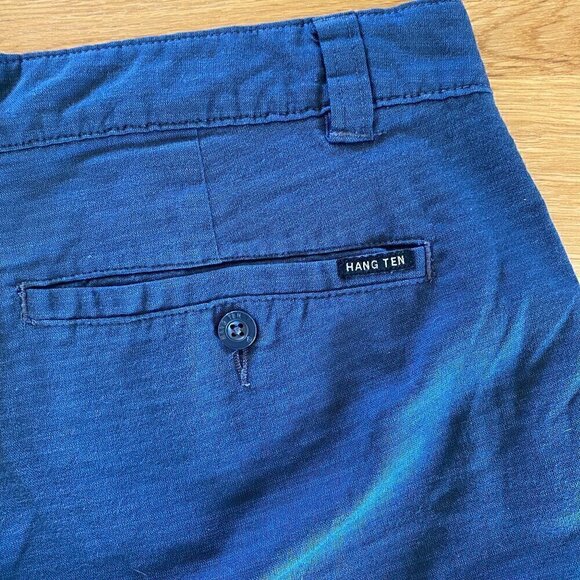 Hang Ten Navy Blue Subtle Stripe Flat Front Shorts Size 40 - Picture 7 of 7